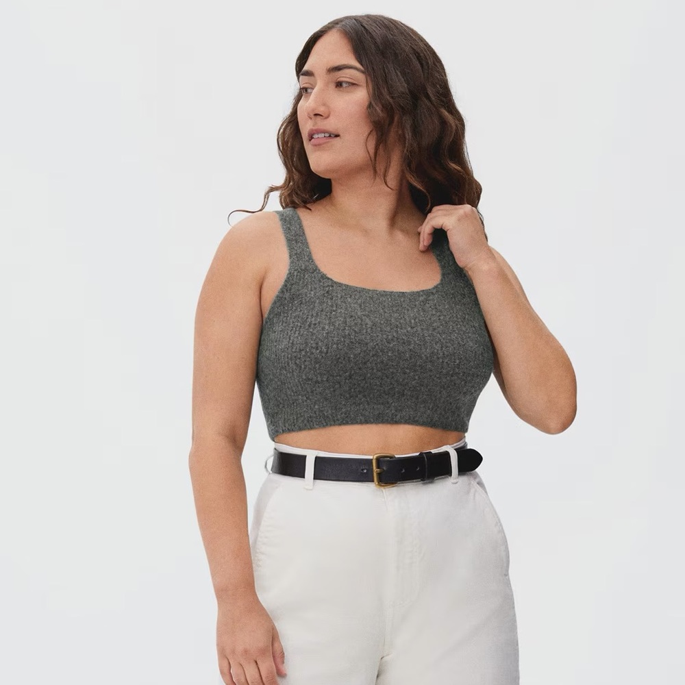 NWT Everlane The Cozy-Stretch Tank In Heathered Charcoal, Size Small